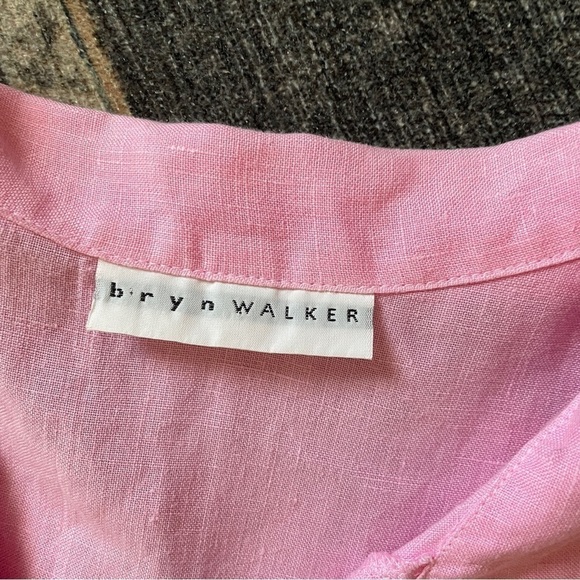 Bryn Walker Pink Linen Button Down Tunic Tank Top Medium - Picture 4 of 7